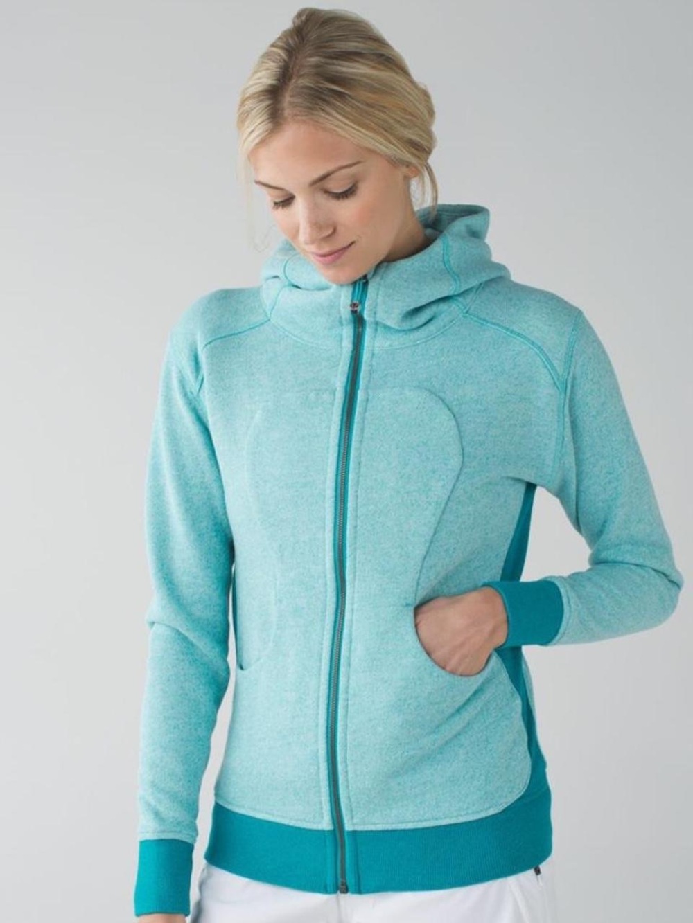lululemon athletica aqua teal full-zip hoodie